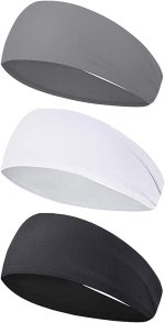 3Pack Sports Headbands for Men Women, Moisture Wicking Workout Headband, Sweat Headbands for Running, Cycling, Skiing, Gym, Tennis, Golf, Camping