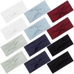 12 Pcs Stretchy Headbands for Women, Absorbed Sport Headband Soft Twist Knotted Hairbands for Daily Life Yoga Workout (Neutral Color 1)