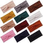 12 Pcs Stretchy Headbands for Women, Absorbed Sport Headband Soft Twist Knotted Headbands for Daily Life Yoga Workout