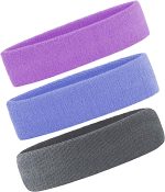 3 Pack Men & Women Sweatband Headband Terry Cloth Moisture Wicking for Sports Tennis Gym Work Out