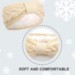 Knit Winter Headbands for Women Fuzzy Wool Fleece Lined Ear Warmers Elastic Turban Crocheted Head Wrap Winter Accessories for Women Cold Weather - Image 2
