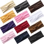 12 Pcs Stretchy Sport Headbands for Women,Absorbed Sport Headband Soft Twist Knotted Headbands for Yoga, Workout Daily Life