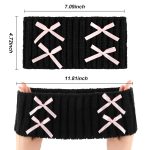 2PCS Winter Knit Headbands for Women & Girls, Warm Woolen Hair Bands with Pink Bow Decor, Soft  Hair Accessories for Daily Styling & Cold Weather - Image 2
