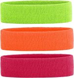 3 Pack Men & Women Sweatband Headband Terry Cloth Moisture Wicking for Sports Tennis Gym Work Out - Image 2