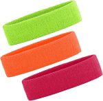 3 Pack Men & Women Sweatband Headband Terry Cloth Moisture Wicking for Sports Tennis Gym Work Out