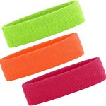 3 Pack Men & Women Sweatband Headband Terry Cloth Moisture Wicking for Sports Tennis Gym Work Out