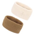 Knit Headwraps, 2 Pack Wide Headbands, Non-slip Thick Ear Warmers for Women