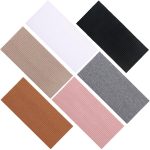 6 Packs Knitted Wide Headbands for Women Ribbed Headband Non Slip Boho Head Bands Thick Hairbands Workout Outdoor Yoga Sports Hair Accessories (Black, White, Dark Gray, Khaki, Caramel, Pink)