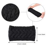 6 Pieces Women's Winter Headbands Cable Knitted Headbands Knit Earmuffs Chunky Ear Warmers for Women Girls Wear and Sport (Black) - Image 2