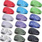 18 Pcs Sports Sweatbands for Men Women Camo Headbands Workout Non Slip Headbands Breathable Head Band Fitness Stretchy Unisex Hairband for Yoga Running Cycling Ball