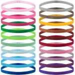20 Pieces Elastic Sport Headbands for Women and Girls - Non Slip Grip Headbands in 20 Colors - Ideal for Volleyball, Tennis, Yoga, Basketball, Walking, Exercise, Running