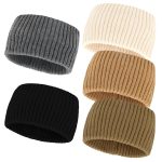 5 Pcs Winter Headbands for Women Non Slip Wide Headbands Thick Knit Head bands White Khaki Brown Gray Black Headband Soft Ear Warmer Hairbands Hair Accessories for Women Girls