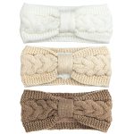 Knit Winter Headbands for Women Fuzzy Wool Fleece Lined Ear Warmers Elastic Turban Crocheted Head Wrap Winter Accessories for Women Cold Weather