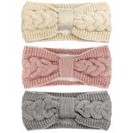 Knit Winter Headbands for Women Fuzzy Wool Fleece Lined Ear Warmers Elastic Turban Crocheted Head Wrap Winter Accessories for Women Cold Weather