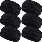 6 Pieces Women's Winter Headbands Cable Knitted Headbands Knit Earmuffs Chunky Ear Warmers for Women Girls Wear and Sport (Black)