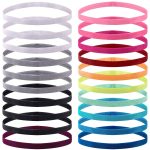 20 Pieces Elastic Headbands Non Slip Sport Headband Colorful Workout Headband Sweatband Fashion Yoga, Running Elastic Sports Headbands for Women, Men and Girls, 14 Colors