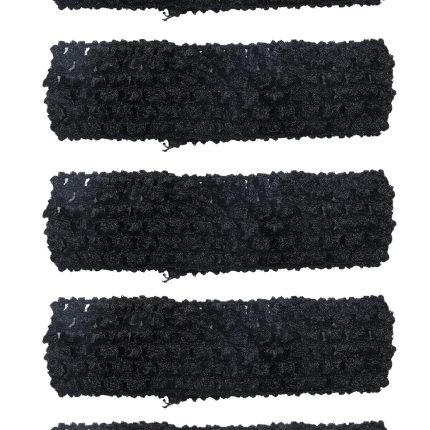 5 Pcs Crochet Headbands Soft Retro Stretch Knitted Hair Accessories for Dress up Parties Halloween Costume Sports Outdoor Activities (Black)