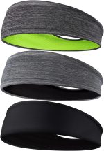 Men's Headbands, 3-Pack Head Band for Men, Sport Sweatbands for Running Fitness Yoga Cycling, Sweat Wicking Non Slip