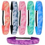 Headbands for Girls - 6 Adjustable No Slip Head Bands for Kids, Athletic Sport Hair Bands for Women, Stretch Elastic Headband, Fabric Hair Accessories for Children (Tie Dye 2)
