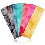 Headbands for Women, Stretchy Non Slip Soft Cotton Cloth Hair Bands for Sports, Workout, Yoga and Running, 7pcs (Tie-Dye-A)
